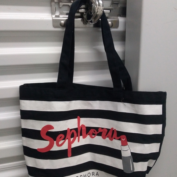 Black/White Striped Sephoria Tote - Picture 1 of 4